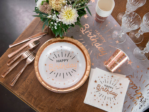 Cupe Happy Birthday Aur roz strălucitor - 270 ml - 10 buc.