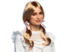 Peruca blonda cu cozi de cal si panglici