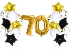 Set de baloane pentru a șaptesprezecea aniversare auriu și negru - 21 buc.