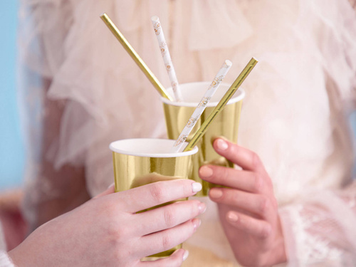 Paie tub de hârtie flori aurii - 19,5 cm - 10 buc.