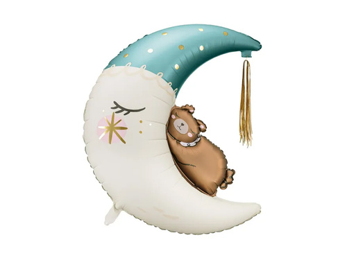 Balon din folie cu luna ursuleț Teddy - 71 x 86 cm - 1 buc.
