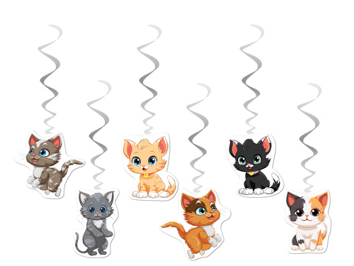 Decorațiune agățată pentru pisici aniversare - 6 buc.