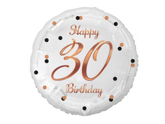 Balon din folie pentru a treizecea aniversare cu imprimare aurie - 46 cm - 1 buc.