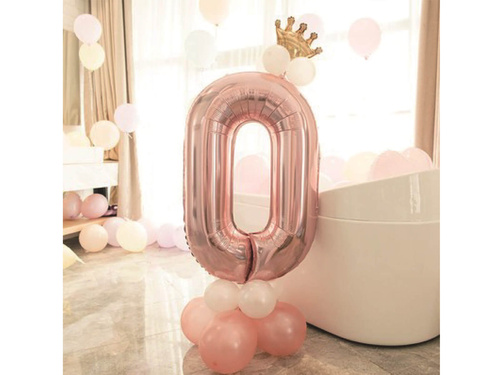 Set de baloane cu numărul zero roz auriu - 15 buc.