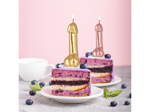 Lumânare pentru penis - aur roz - 1 buc.