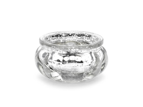 Suport lumânări din sticlă - argintiu - 3 cm - 4 buc.