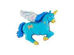 Balon folie Unicorn albastru - 118 x 105 cm - 1 buc.