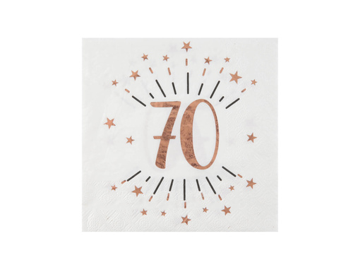 Șervețele strălucitoare roz auriu pentru a 70-a aniversare - 33 cm - 10 buc.