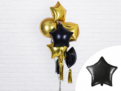 Balon cu stea din folie negru - 48 cm - 1 buc.