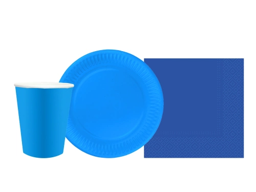 Veselă de unică folosință albastră - 44 de bucăți.