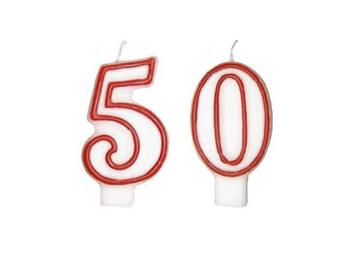 Lumânări numerice cu margine roșie - 50 - fifty - 2 buc.