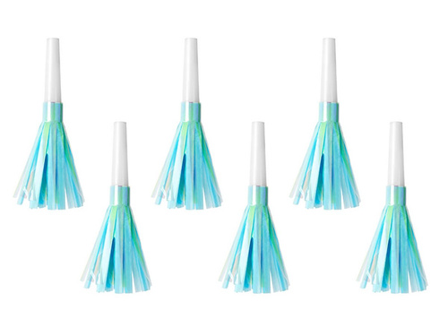 Fluier de trompetă derulat albastru - 6 buc.