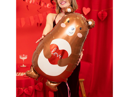 Balon folie ursuleț Teddy cu inimă - 48x79 cm - 1 buc.