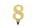 Lumânare auriu metalic număr - 8 - opt 