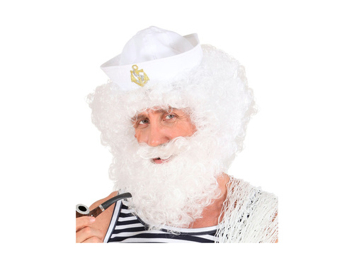 Peruca albă creț cu barbă