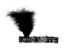 Bentiță retro cu pană neagră - 1 buc.