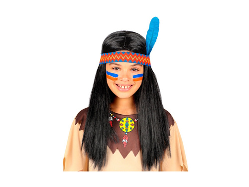 Peruca indiană cu bentiță și pană