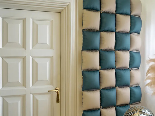 Baloane pătrate din folie bej și albastru marin - 35 x 35 cm - 4 buc.