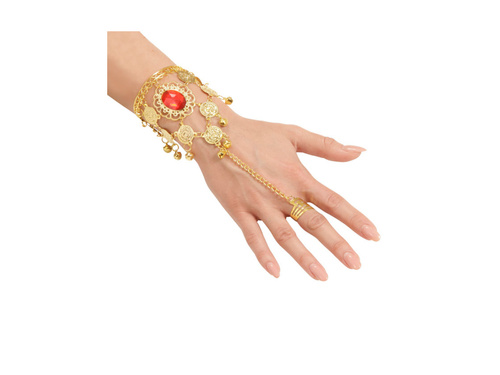 Brățară de aur cu monede și inel cu pietre prețioase