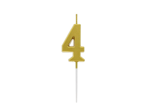 Lumânare cu număr auriu metalic - 4 - patru