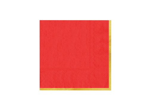 Șervețele de hârtie roșii cu margine aurie - 33 cm - 10 buc.