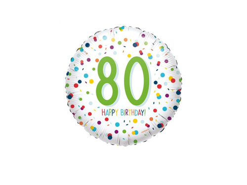 Balon folie confetti - 80-a aniversare - 43 cm - 1 buc.