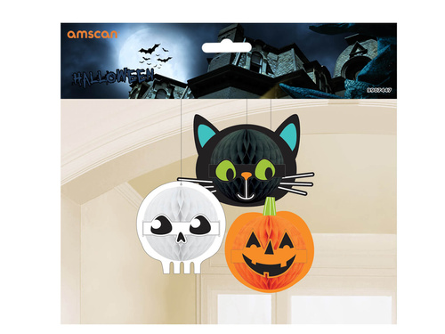 Decorațiuni de agățat cu rozetă de Halloween - 3 buc.
