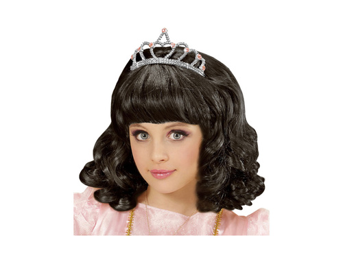 Peruca de prințesă neagră cu diademă