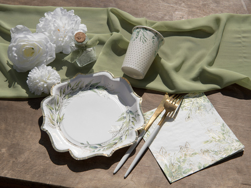 Pahare de hârtie cu frunze de eucalipt - 270 ml - 10 buc.