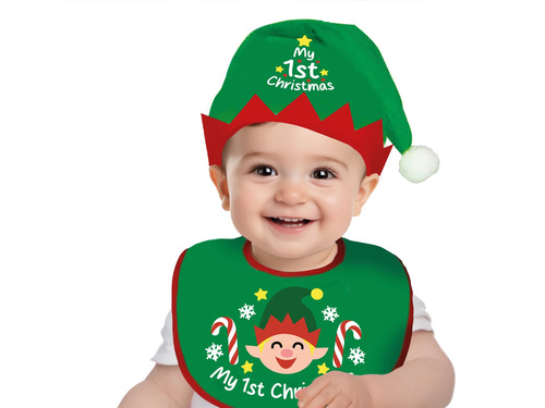 Set bavetă Crăciun + pălărie elf - 1 op.