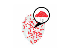 Baloane transparente cu confetti Inimi roșu - 27.5 cm - 6 buc.