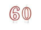 Lumânări numerice cu margine roșie - 60 - șaizeci - 2 buc.