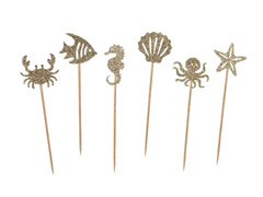 Colectoare aurite cu sclipici Lumea subacvatică - 6 buc.