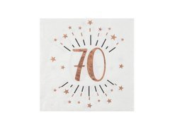 Șervețele strălucitoare roz auriu pentru a 70-a aniversare - 33 cm - 10 buc.