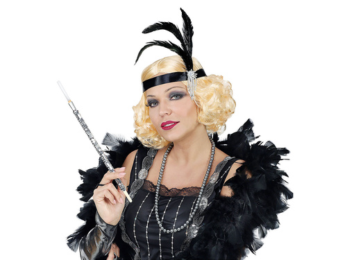 Peruca retro cu bentiță și pană - 1 buc.