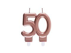 Lumânare aniversară 50 de ani aur roz - 7,5 cm - 1 buc.