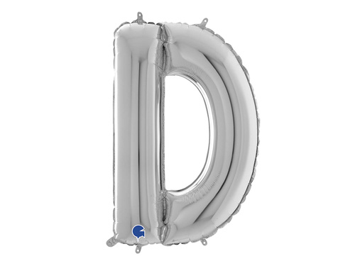 Balon argintiu cu litera D - 66 cm - 1 buc.