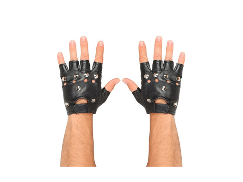 Mănuși fără degete din piele cu crampoane