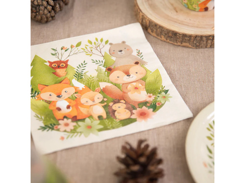 Șervețele aniversare Forest Friends - 33 cm - 10 buc.