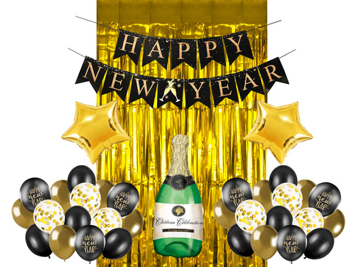 Set de decorațiuni aurite pentru Revelion - 37 elemente