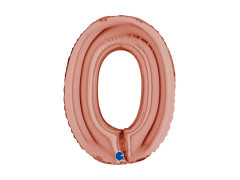 Balon din folie numărul 0 roz auriu - 14" - 1 buc.
