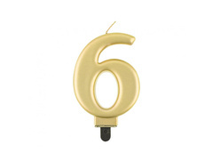 Lumânare cu număr auriu metalic - 6 - șase