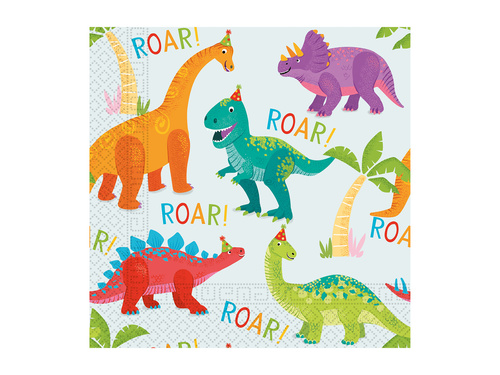 Șervețele aniversare Dino - 33 cm - 20 buc.