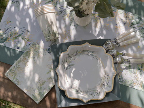 Pahare de hârtie cu frunze verzi - 270 ml - 10 buc.