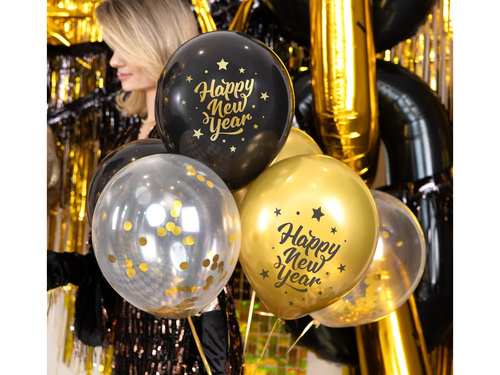 Baloane latex Happy New Year - 30 cm - 6 buc.
