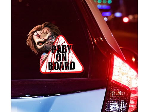 Bebeluș la bord autocolant auto cu păpușă Chucky - 1 buc.