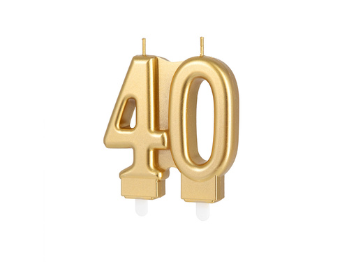 Lumânare aurie aniversară 40 de ani - 7,7 cm - 1 buc.