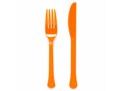 Tacâmuri de plastic portocalii - 24 buc.