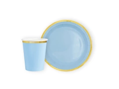 Set de hârtie albastră cu margine aurie - 12 buc.