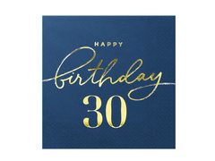 Șervețele pentru a treizecea aniversare albastru marin - 33 cm - 10 buc.